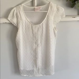 Women’s white blouse with lace and polka detail